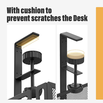 Under Desk Cable Management Tray No Drill, Metal Mesh Cable Tray with Clamp for Desk Wire Management, Desk Cable Management Box and Cord Organizer for Office, Home
