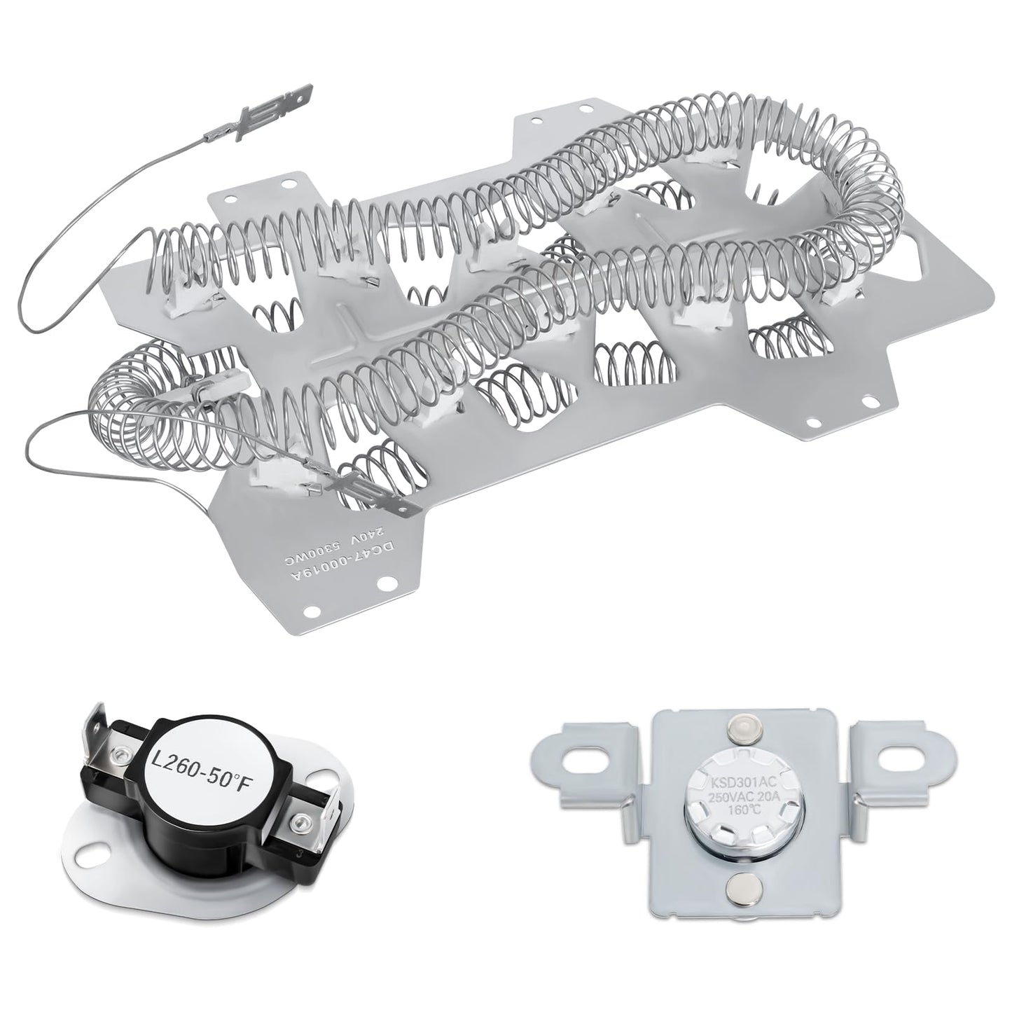DC47-00019A & DC47-00018A & DC96-00887A Dryer Heating Element Thermostat Thermal Fuse Compatible with Sam-Sung, Ken-More, May-tag, Kitchen-aid and Roper Models Dryer by Wadoy