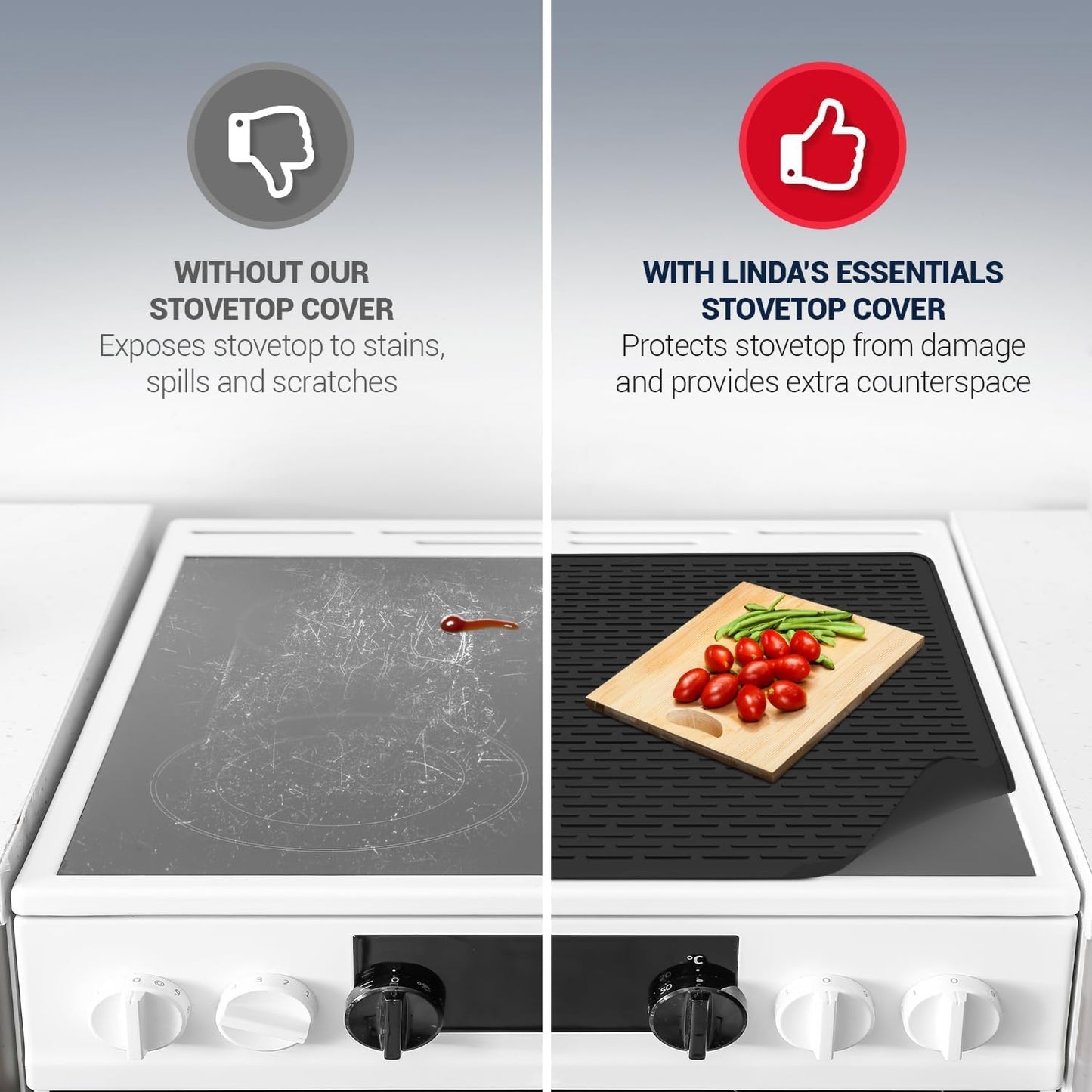 Silicone Stove Top Covers for Electric Stove (30 x 21 Inch) - Silicone Mat for Glass Cooktop, Heat-Resistant Cover Protector, Electric Cooktop Mat with AntiSlip Backing, Ideal Kitchen Accessory(Black)