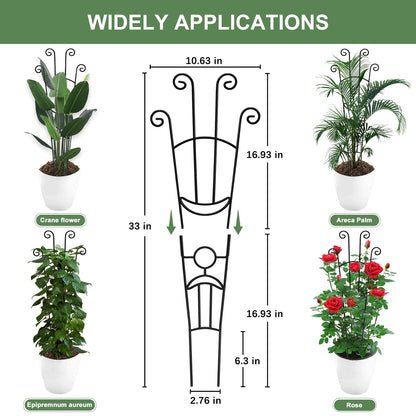 32.6in Monstera Plant Support Stakes for Indoor Plants, Metal Garden Plant Trellis for Climbing Plants, Pothos Vine Snake Climber Support，2P