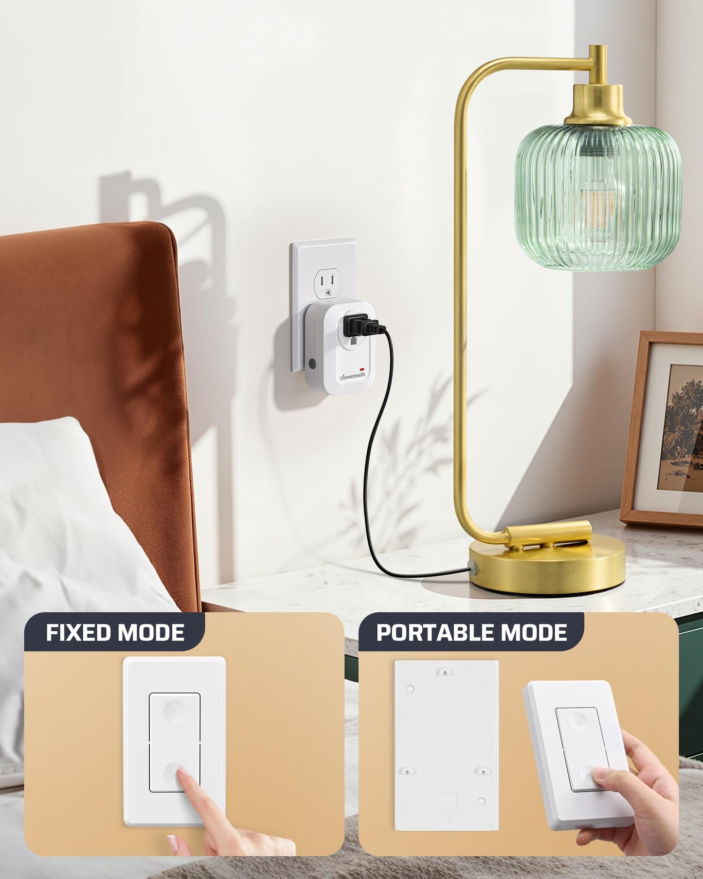 DEWENWILS Wireless Remote Wall Switch and Outlet, No Wiring Plug in On Off Power Switch, Expandable Remote Control Outlet Light Switch, 100Ft RF Range (2 Switches and 1 Receiver)