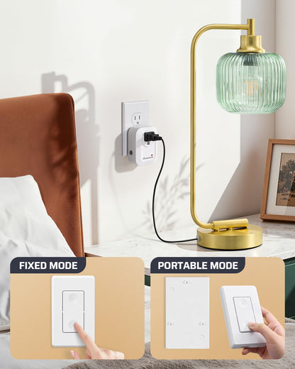 DEWENWILS Wireless Remote Wall Switch and Outlet, No Wiring Plug in On Off Power Switch, Expandable Remote Control Outlet Light Switch, 100Ft RF Range (2 Switches and 1 Receiver)