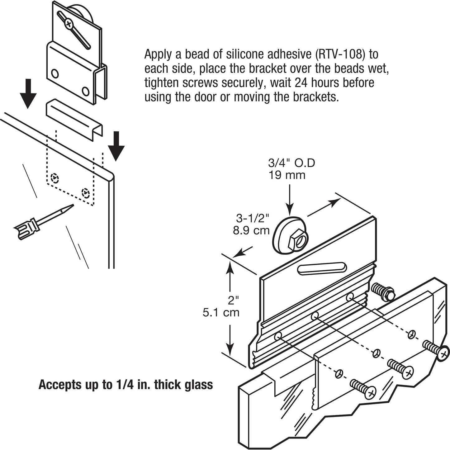 Prime-Line Products M 6053 Shower Door Bracket and Roller, Frameless