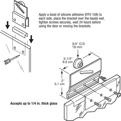 Prime-Line Products M 6053 Shower Door Bracket and Roller, Frameless