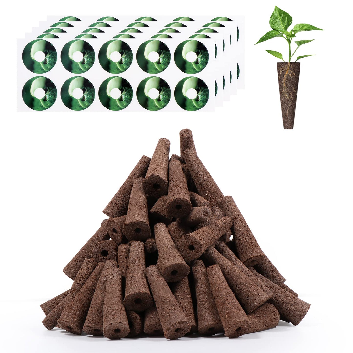 Yoocaa Grow Sponges for AeroGarden, 100 Pack Hydroponic Pods & 50 Labels Refill for Indoor Growing System, Seed Starter Pods Root Growth Replacement Sponges, Compatible with IDOO, QYO, LYKO