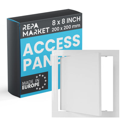 Repa Market 8" x 8" Inch / 200 x 200 mm White Plastic Access Panel - Wall Hole Cover for Drywall, Plasterboard - Interior, Exterior HVAC, Electrical, Service Plumbing Access Panel - Crawl Space Door
