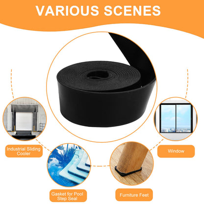 VUAOHIY Neoprene Rubber Sheet, Solid Rubber Seal Strips for DIY Gasket Materials, Oil-Resistance, Sound Reduce and Anti-Slip for Flooring, Pads, Bumpers, Supports (12In x 1/16In x 4Ft)