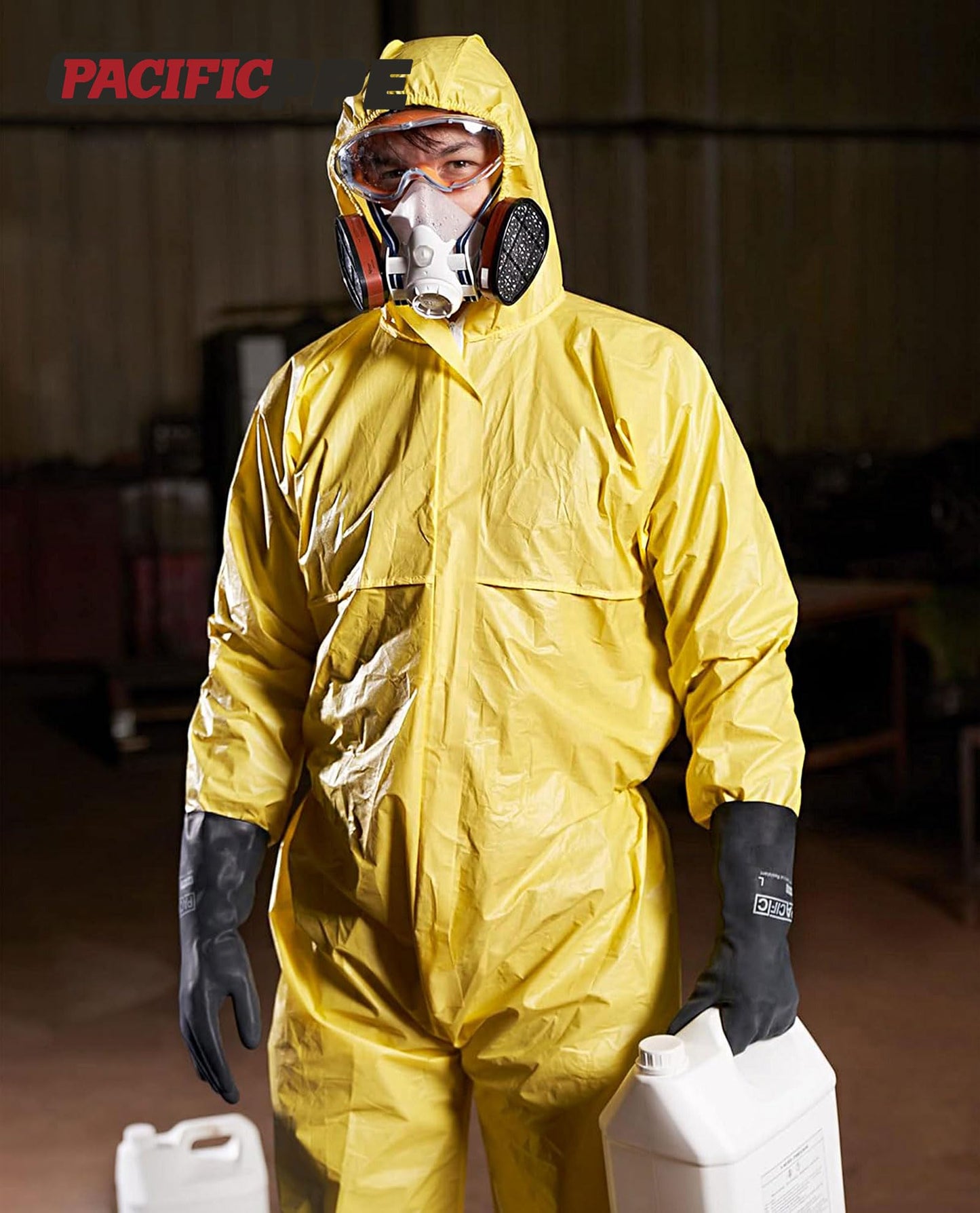 PACIFIC 2 Pairs Chemical Resistant Gloves, Heavy Duty Industrial Rubber Gloves, Resist Acid, Alkali and Oil, 12.6", Large