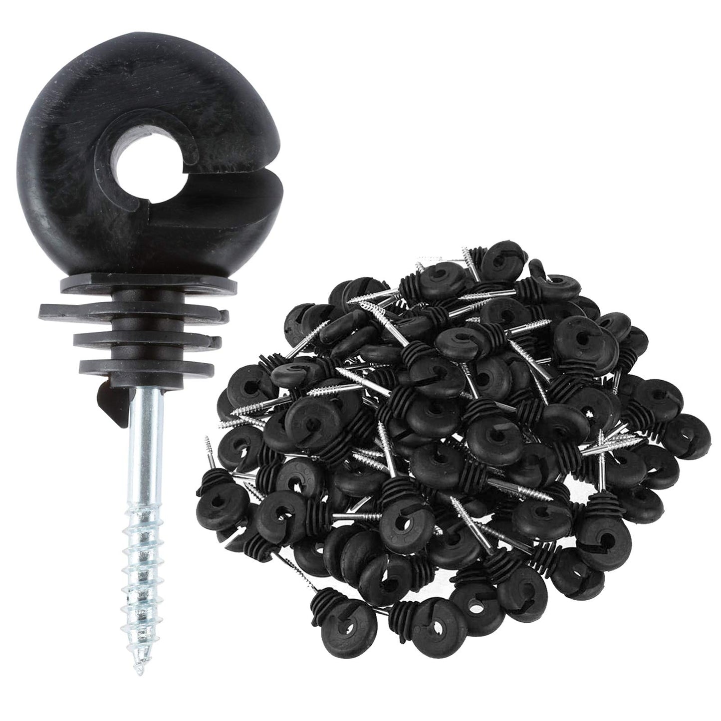 Yaegoo 100Pcs Electric Fence Ring Insulators, Screw-in Insulator Fence Ring Post Wood Post Insulator, Black