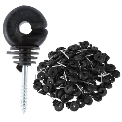 Yaegoo 100Pcs Electric Fence Ring Insulators, Screw-in Insulator Fence Ring Post Wood Post Insulator, Black