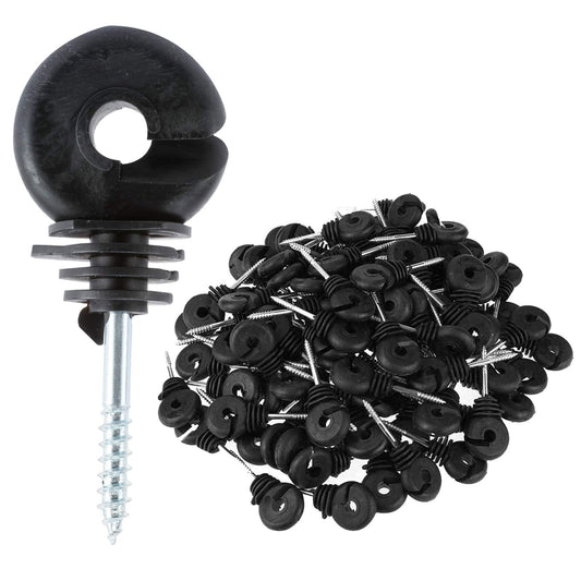 Yaegoo 100Pcs Electric Fence Ring Insulators, Screw-in Insulator Fence Ring Post Wood Post Insulator, Black