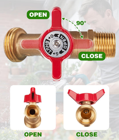 WADEO IBC Tote Adapter, IBC Tote Fittings 1/2" Male NPT Inlet 3/4" GHT Male Garden Hose Quick Connector Outlet Brass Ball Valve Faucet with 60 62mm Female Fine Thread with for Garden Hose Connector