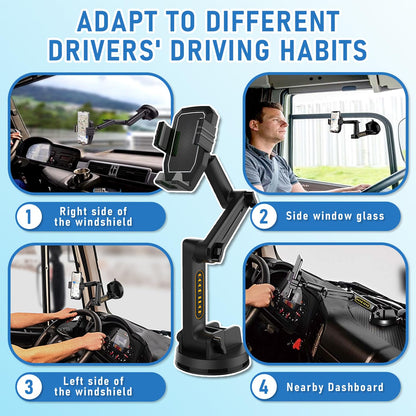 WUITIN Truck Phone Holder Mount,Car Phone Holder,Dashboard Windshield Phone Holder 16.9 inch Long Arm,Super Suction Cup Compatible with Pickup Truck,Commercial Truck and All Phone