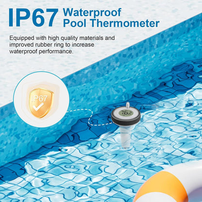 Pool Thermometer Floating Easy Read,Pool Temperature Thermometer Floating, Large Screen Digital Wireless Pool Thermometer Waterproof, Floating Pools Thermometers for Swimming Pools/Fish Tank/Hot Tubs