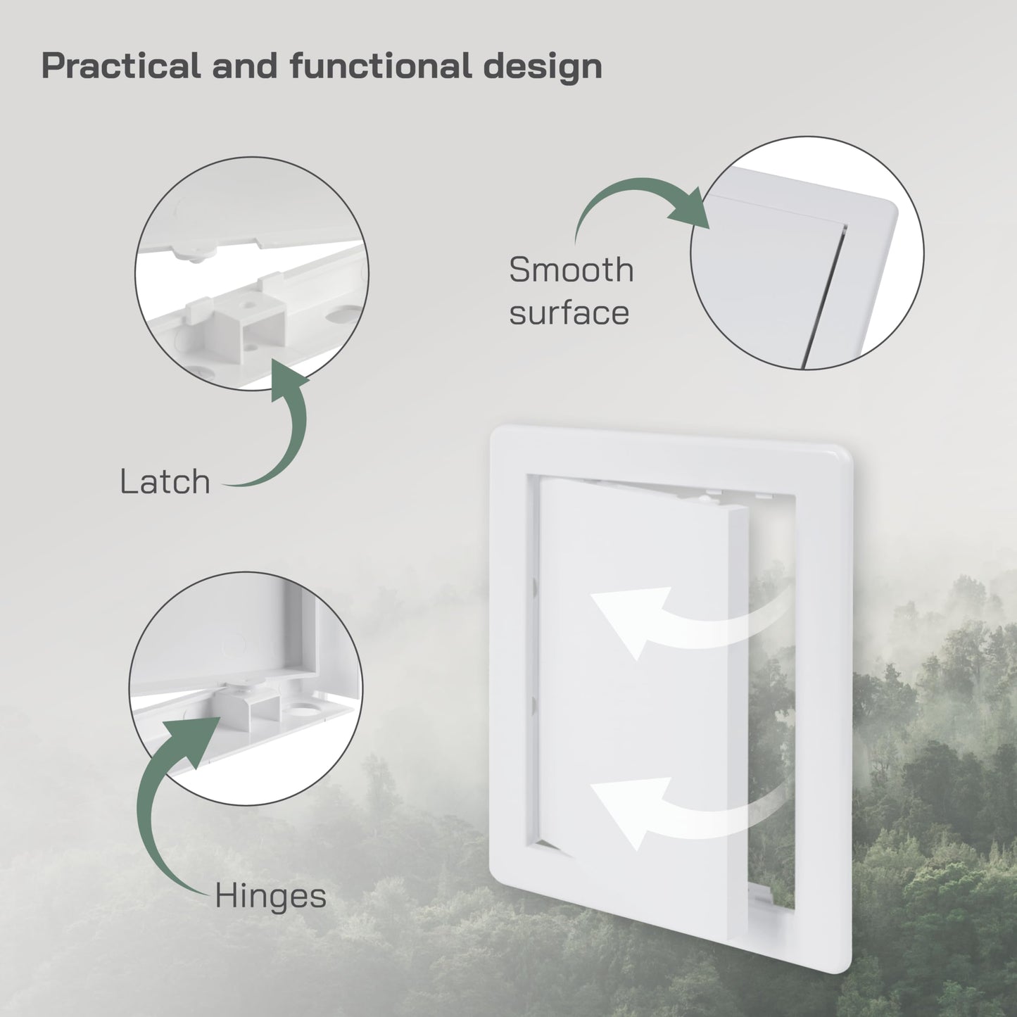 Vent Systems White ABS Plastic - Access Panel 6 x 8 Inch - Access Panel with Door for Drywall, Wall and Ceiling Electrical and Plumbing Service Wall Hole Cover - Exterior Dimensions 6.7x8.7 Inches