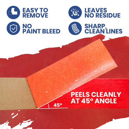 ADHES Orange Masking Tape 1.2 Inch x 55 Yards, 5 Rolls UV Resistant No Residue Painters Tape, Multi-Surface Automotive Masking Tape for Indoor & Outdoor, Arts, Crafts, DIY, Labeling
