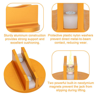 2pcs Universal Magnetic Jack Pad, Pinch Weld Jack Adapter Stand with Large Groove Heavy-Duty Aluminum Grooved Pinch Weld Frame Rail Protector Accessories for Car Truck