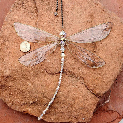 Prosperity Symbol Dragonfly Pendant Rainbow Maker Crystal Suncatcher for Garden Home Decor
