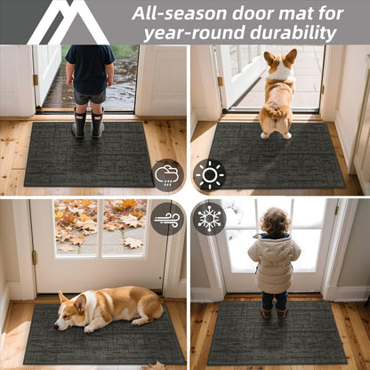 COSY HOMEER Non-Slip Doormat, 20" x 32" Doormats Entryway Rug Absorbent Dirt Trapper Door Mat for Indoor Entrance, Front Back Indoor Door Mats, Grey