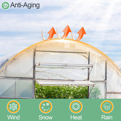 8 x 26 FT Clear Greenhouse Plastic Sheeting, 6 Mil Polyethylene Film Heavy Duty, Water Sun Frost Wind Dust Resistant Winter Hoop House Toughness Plastic Cover for Farming, Gardening, Agriculture, DIY