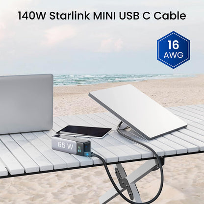 STARGEAR Starlink Mini Cable 6.5FT, 16AWG Starlink Cable with Indicator Light 140W USB C to DC, Accessories for Starlink Work with 60W+ PD Source, Compatible with 28V PPS 20V PD Protocols