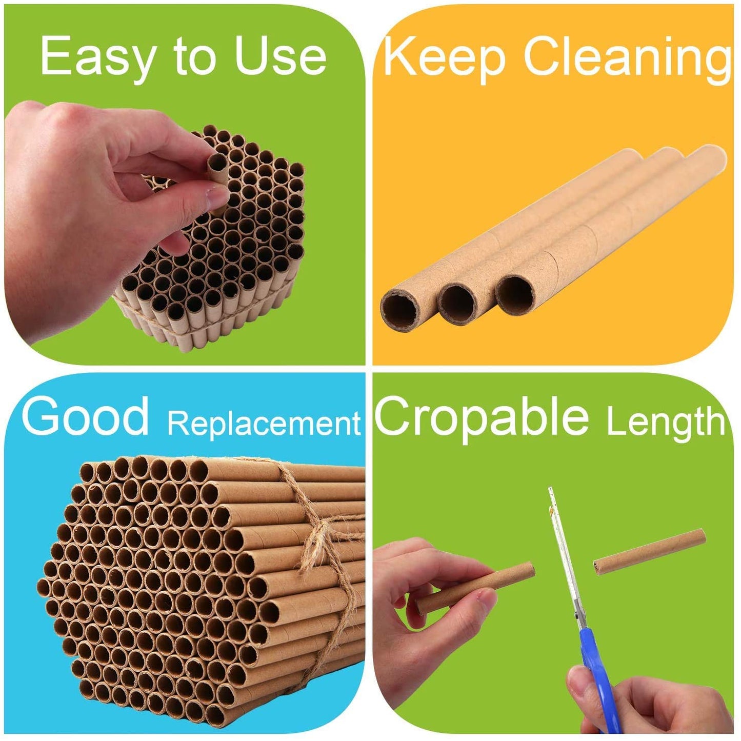 120 Pieces Mason Bee Tubes 6 Inches Outdoor Bee Cardboard Tubes Beekeeper Replacement Nesting Refill Tubes and Paper Inserts for Mason Bee Houses