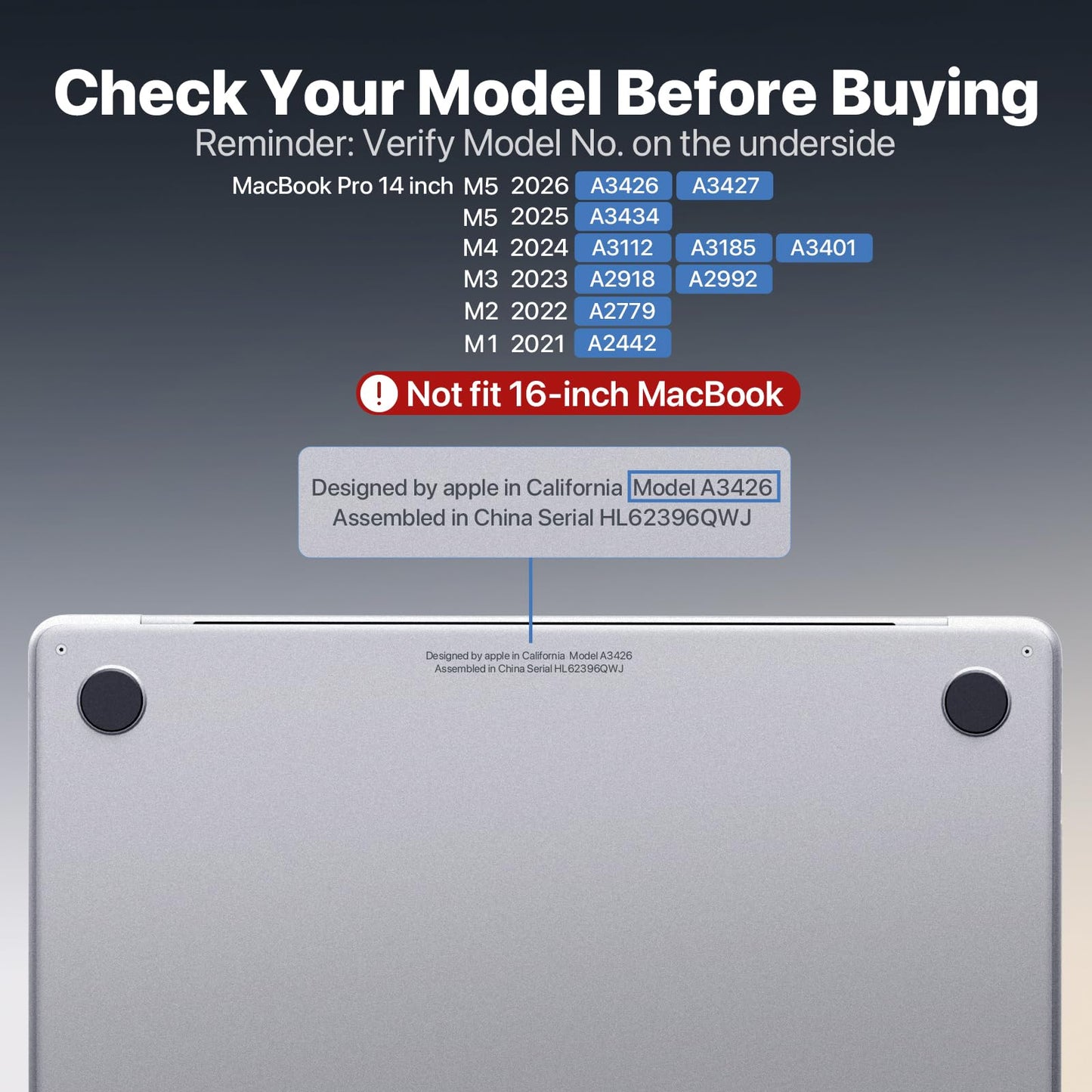 Soonjet CrackGuard for MacBook Pro 14 inch Case M5 M4 M3 M2 M1 Pro/Max 2026 2025-2021 [Anti-Crack Upgrade] [100% Match Official Color] Cover Protective Hard Shell Case Laptop - Matte Clear