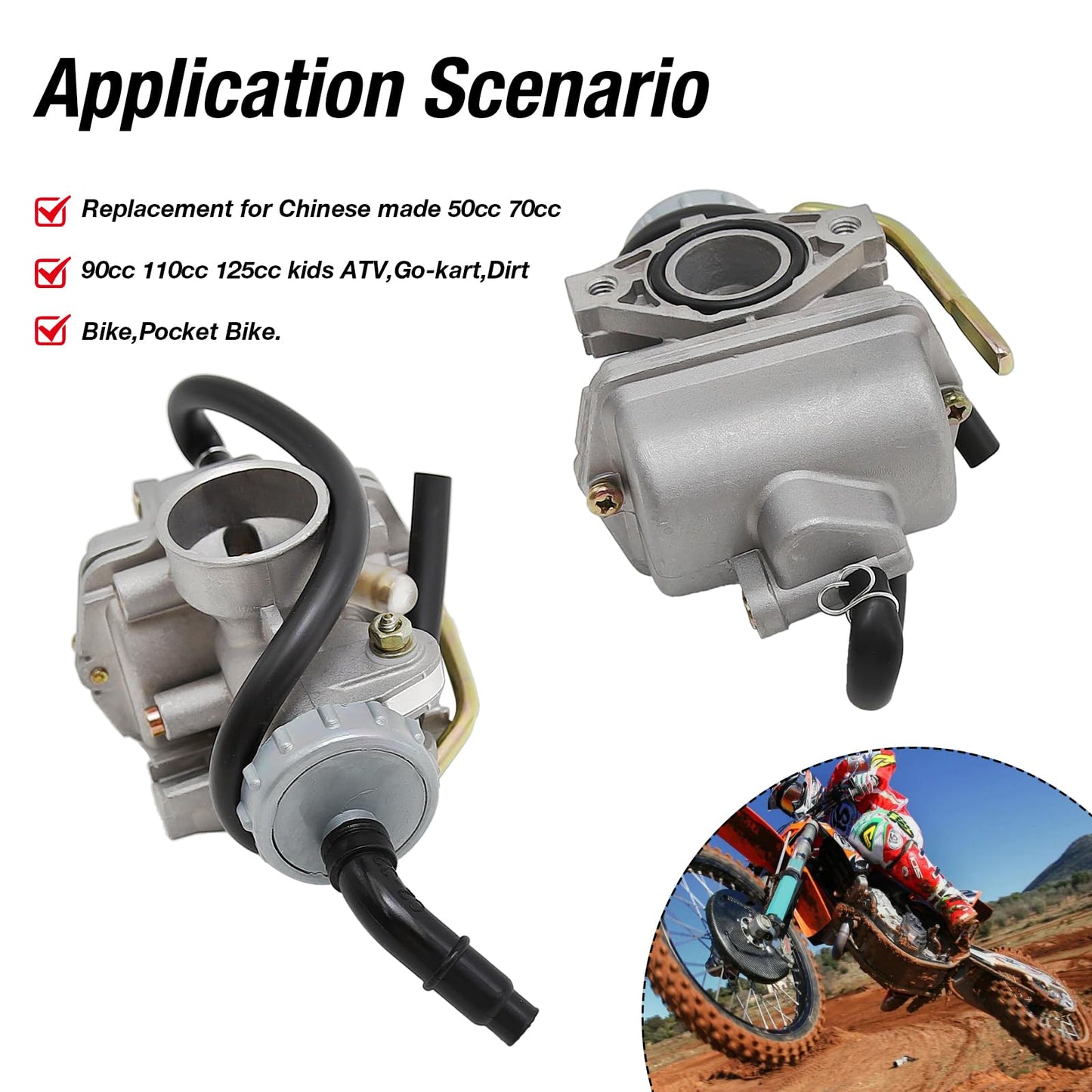 Vkinman PZ20 Carburetor Replacement for Kazuma Baja 50cc 70cc 90cc 110cc 125cc Taotao 4 Stroke ATV Go Kart Dirt Bike Honda CRF50F CRF80F with Air Filter