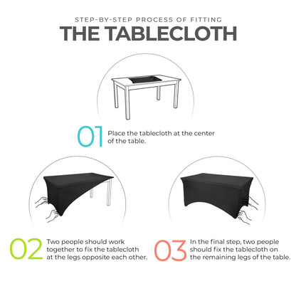 Utopia Kitchen Spandex Tablecloth 2 Pack [6FT, Black] Tight, Fitted, Washable and Wrinkle Resistant Stretch Rectangular Patio Table Cover for Event, Wedding, Banquet & Parties [72Lx30Wx30H] Inch