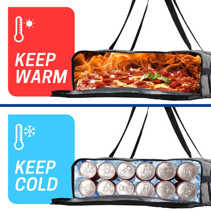 WISEPRO Pizza Delivery Bag, 20.5" X 20.5" X 5.9" Insulated Food Delivery Bag, Thermal Pizza Carrier Bag for Restaurants, Parties, Camping, Takeout