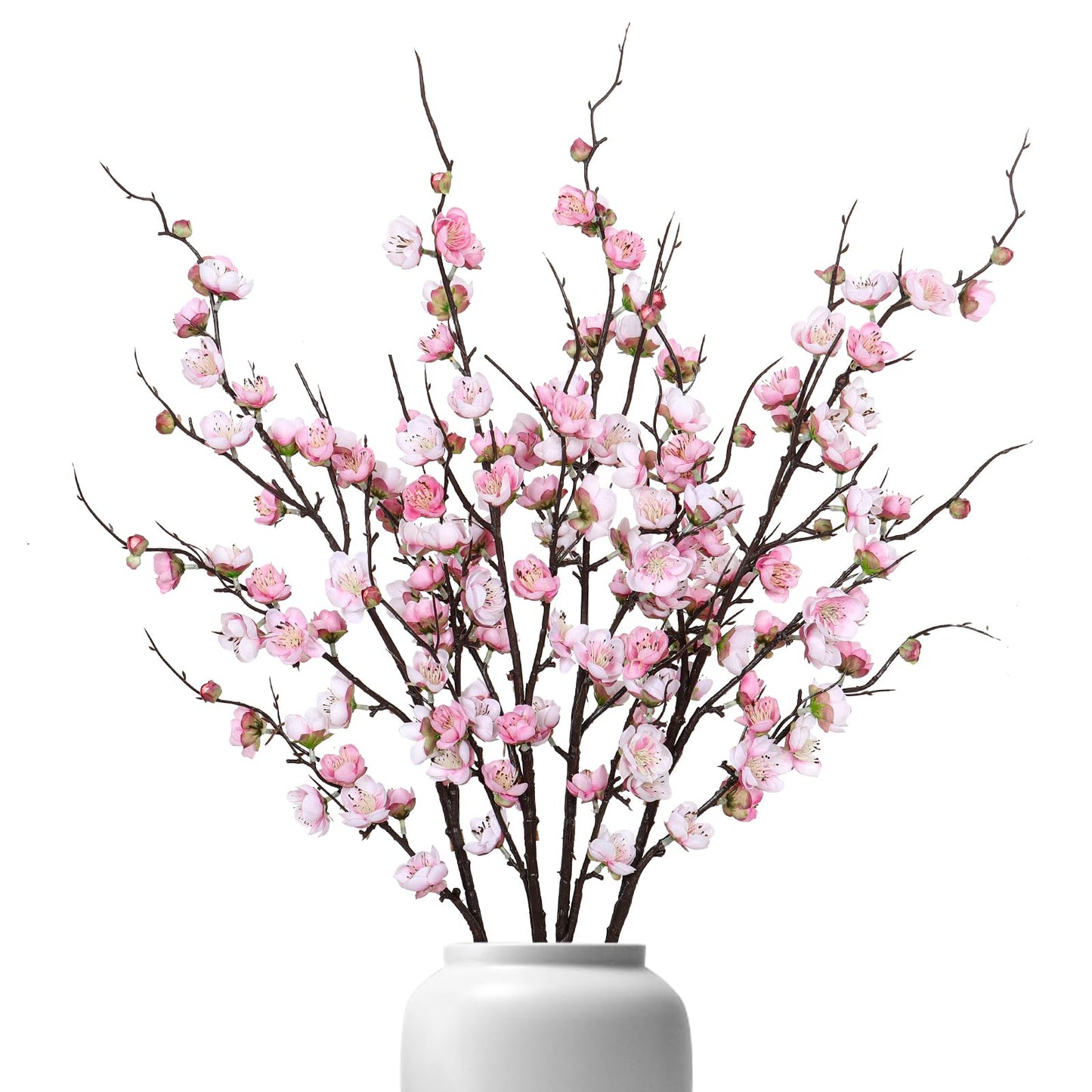 Betylifoy Artificial Plum Blossom Flowers 4PCS Faux Silk Cherry Blossom 38" Long Stems Fake Plum Blossom Branches Artificial Silk Flower for Flowers Arrangement Wedding Home Table Spring Decor (Pink)