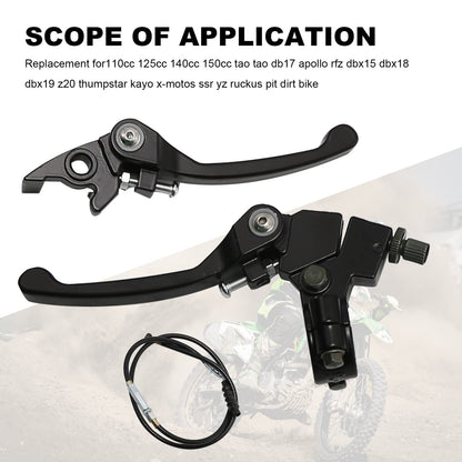 7/8 Folding Clutch Brake Lever Perch with Clutch Cable Replacement for 110/125/140/150cc SSR125 RFZ YZ Ruckus TaoTao DB17/27 Apollo DBX15/18/19 Z20 Xmotos Thumpstar Kayo Piranha Pit Dirt Bike (Black)