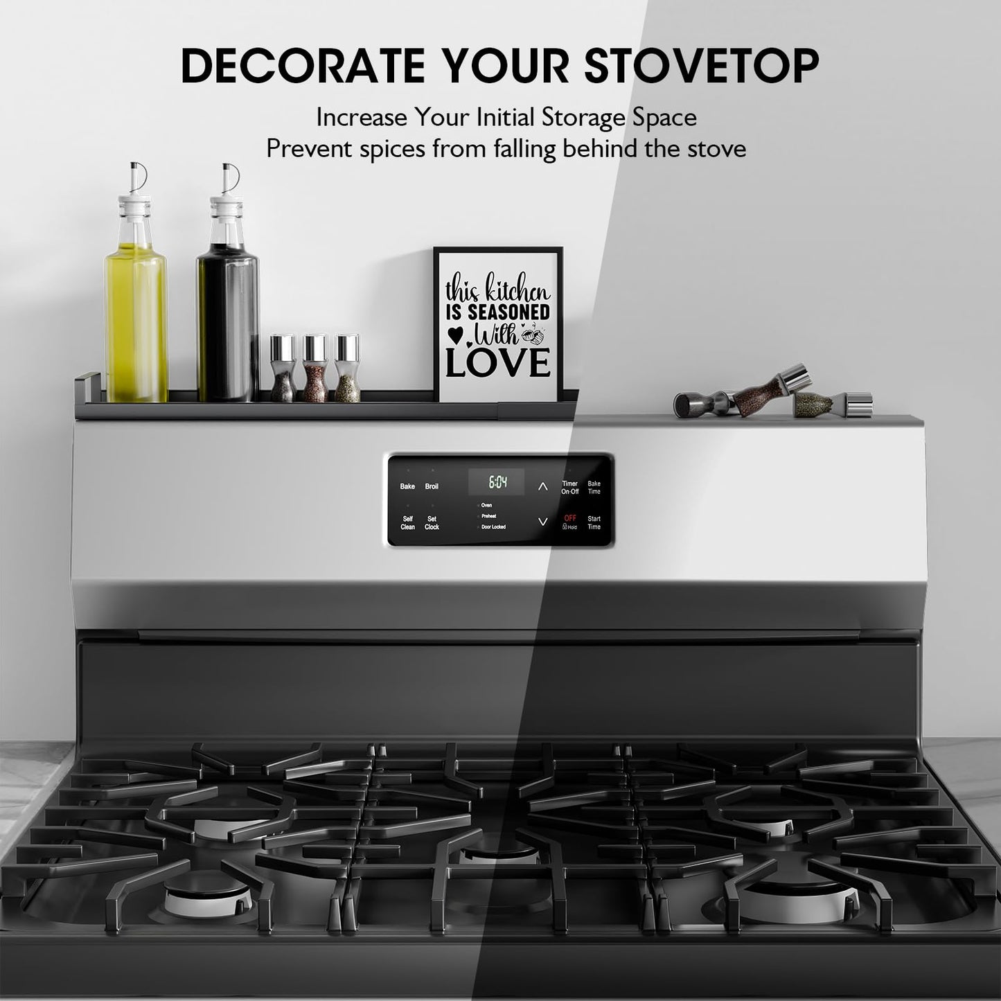 Bumusty Magnetic Shelf for Stove, Kitchen Shelf Magnetic Stove Top Shelf, 30" Expandable Over The Kitchen Organization for Flat Top Stove Only