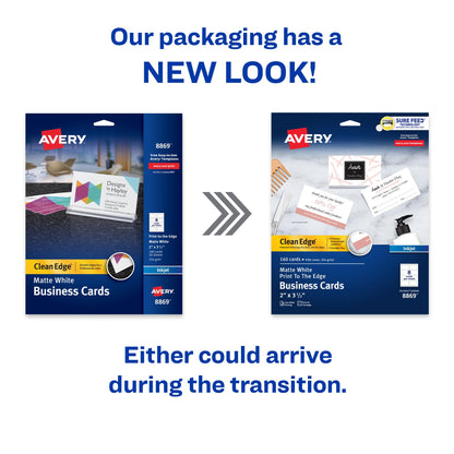 Avery Clean Edge Business Cards for Inkjet Printers, Matte, White, Pack of 160 (08869)