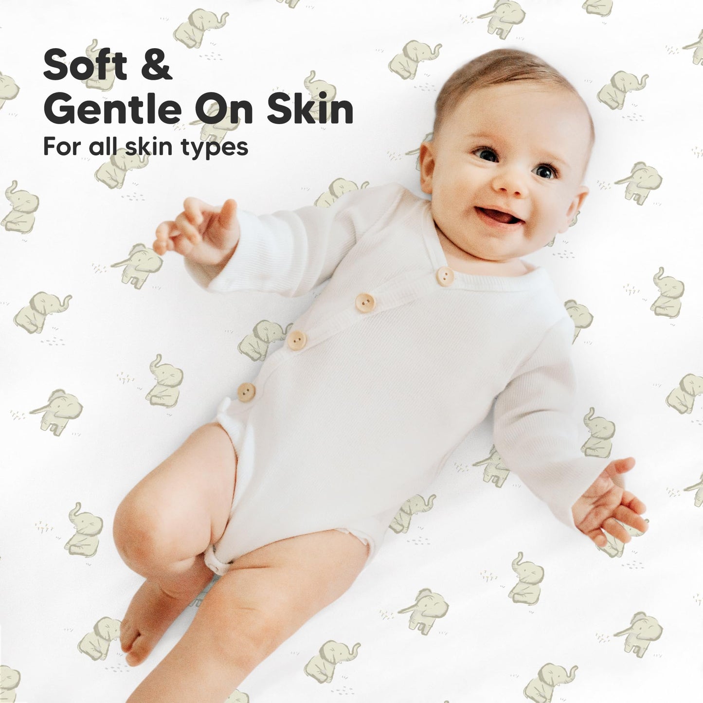 2-Pack Mini Crib Sheets Fitted - Pack N Play Sheets for Pack and Play Mattress, Organic Cotton, Soft & Breathable Jersey Playard Bedding, Neutral Mini Toddler Bed Cover for Boys, Girls (Elly)