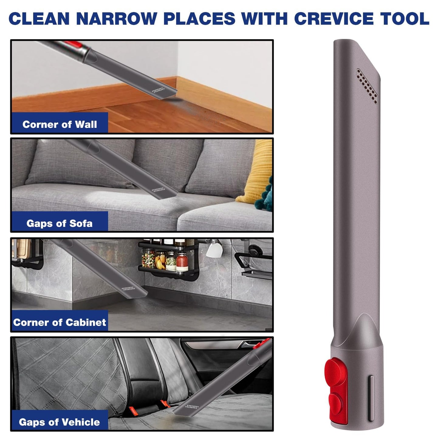 Sealegend Dryer Vent Cleaning Kit and Crevice Tool Compatible with Dyson Vacuum Attachment Removes Deep Lint Adapter Compatible with Dyson V7 V8 V10 V11 V12 V15 etc Cordless Vacuum Cleaner, Grey