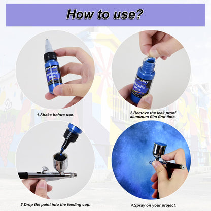 Airbrush Paint - 16 Colors with 2 Thinner, Ready to Spray Airbrush Paint Set, Water-Based Acrylic Air brush Paints for Metal, Plastic Models, Canvas, Wood, 20ml/Bottle