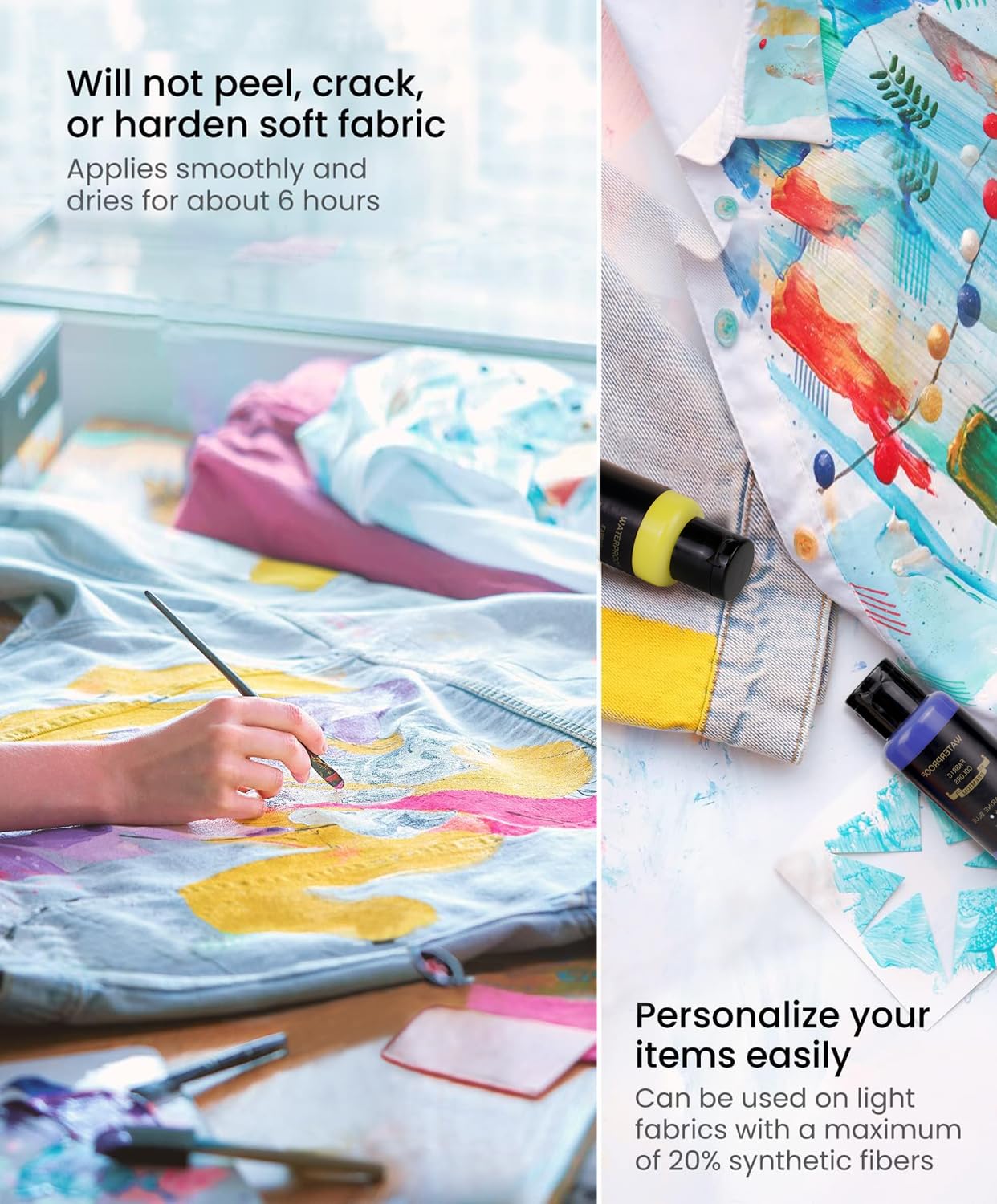 Colorful Permanent Fabric Paint, 26 Colors Soft Fabric Paint in Bottles (30ml/1oz) with Brushes, Palette,Non-Toxic Textile Paint for Clothes, T-Shirts, Shoes Art