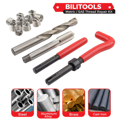 BILITOOLS M12x1.25 Thread Repair Kit, HSS Drill Helicoil Repair Kit Metric
