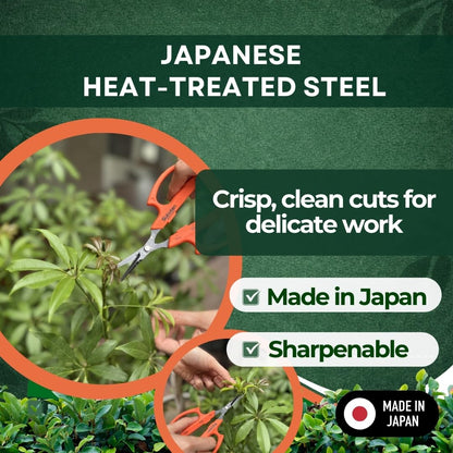 Saboten 6.3" Automatic Japanese Harvesting Shears - Fine-Tipped Curved Blade, Magnetic Springless Action, Stainless Steel with Fluorine Coating, Ergonomic Grip - forest Originals, Made in Japan