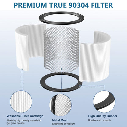Shop Vac Filter 90304, 90585 Foam Sleeve Filter & 90107 Dry Vac Filter Set, Compatible with Most 5-Gallon and Larger Wet/Dry Vacuum Cleaners, Includes Retaining Straps and Cleaning Brush