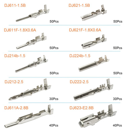 Twippo Automotive Electrical Pin Connectors Kit 1.5/1.8/2.5/2.8mm Non-Insulated Wire Connector Pins Wiring Harness Kit Crimp Terminal Pins for 22-12 Gauge Plug (440Pcs)
