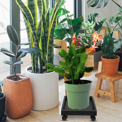 Toddmomy Square Plant Caddy with Wheels 11.41 Inch Thickened Plastic Flower Pot Tray Holder for Indoor Outdoor Garden Patio Balcony Clean Water Soil