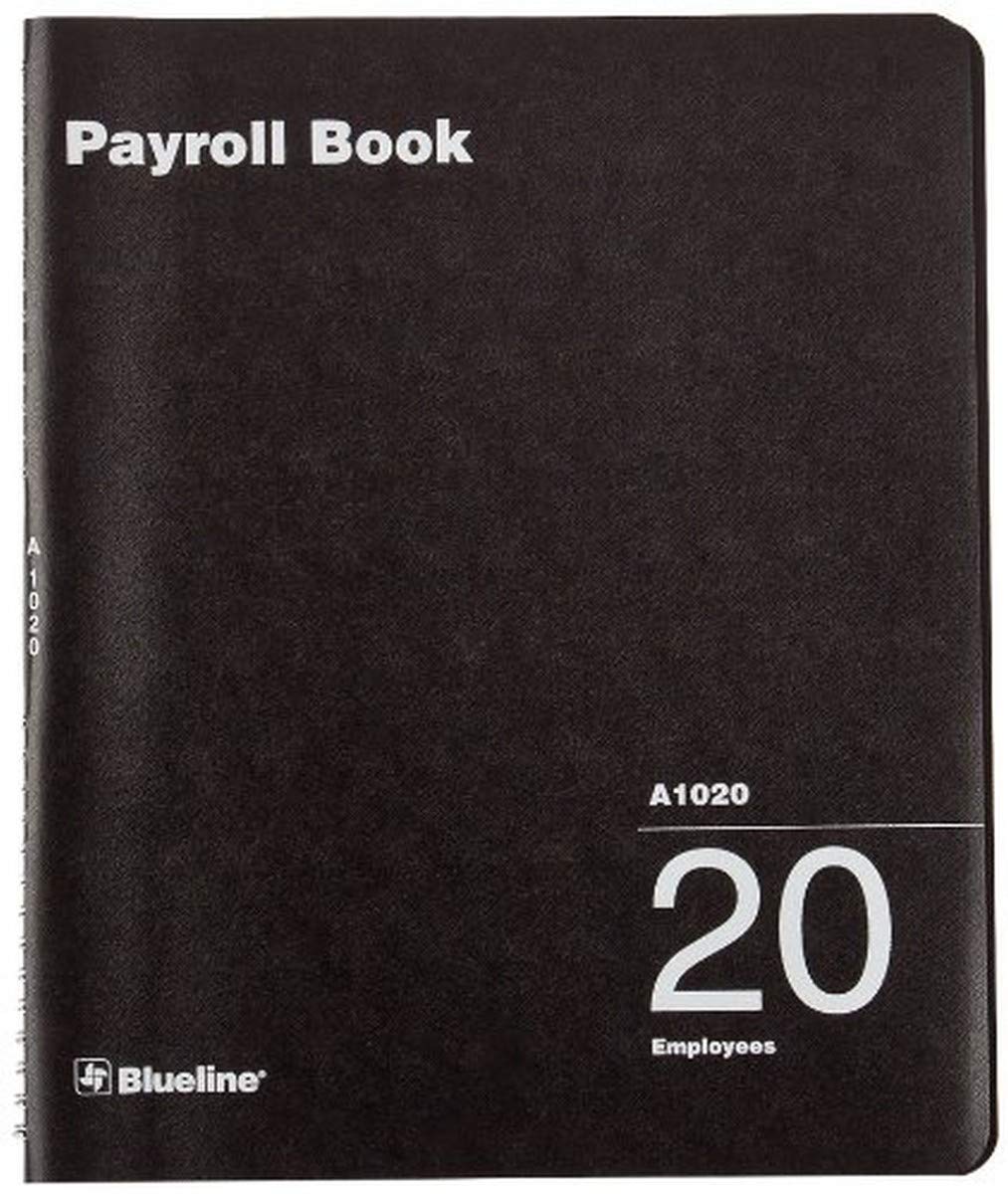 Blueline Payroll Book, Twin-Wire Binding, Book for 20 Employees, 12-Inch x 10-Inch, English, Black (A1020)