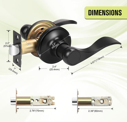 Probrico Matte Black Door Handles Interior Passage Door Levers Hall Closet Handles Keyless Interior Non-Locking Lever with No Keys