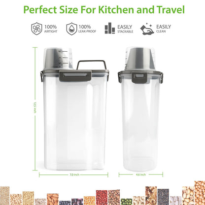 Viretec Rice Storage Container, 3 to 5Lbs Dry Food Airtight Container, Pet Dog Cat Food Canister, BPA Free Clear Plastic Kitchen and Pantry Organization Bin for Oatmeal, Grain, Cereal, Pasta, Flour