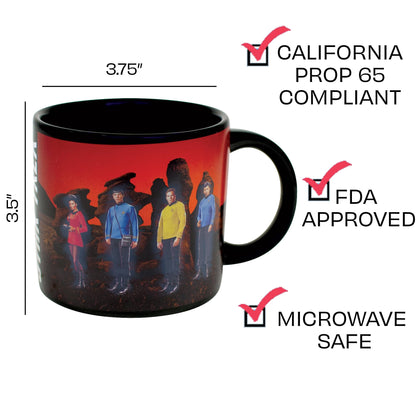 Star Trek Transporter Heat Changing Mug - Add Coffee or Tea and Kirk, Spock, McCoy and Uhura Appear on The Planet's Surface - Comes in a Fun Box
