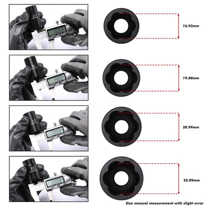 CASOMAN 5 Pieces 1/2" Dr. Twist Socket Set, Lug Nut Remover Tool, Metric Bolt and Lug Nut Extractor Socket Tools
