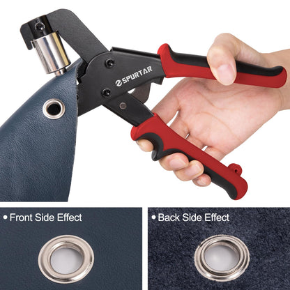 Spurtar Grommet Tool Kit 3/8'' Handheld Grommet Kit Magnetic Eyelet Tool with 10mm Hollow Punch and 500pcs Eyelets for Leather Fabric Belt Tarp Tent Bag Curtain Cardboard