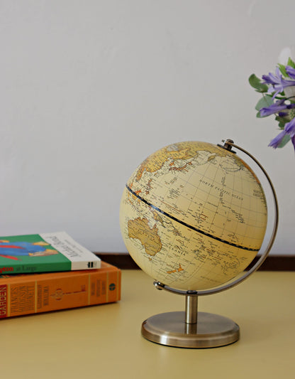 TOPGLOBE 14cm / 5.5 inch Antique Globe Mini World Globe - 14cm / 5.5 inch Diametre Metal Arc and Base Bronzed Colour